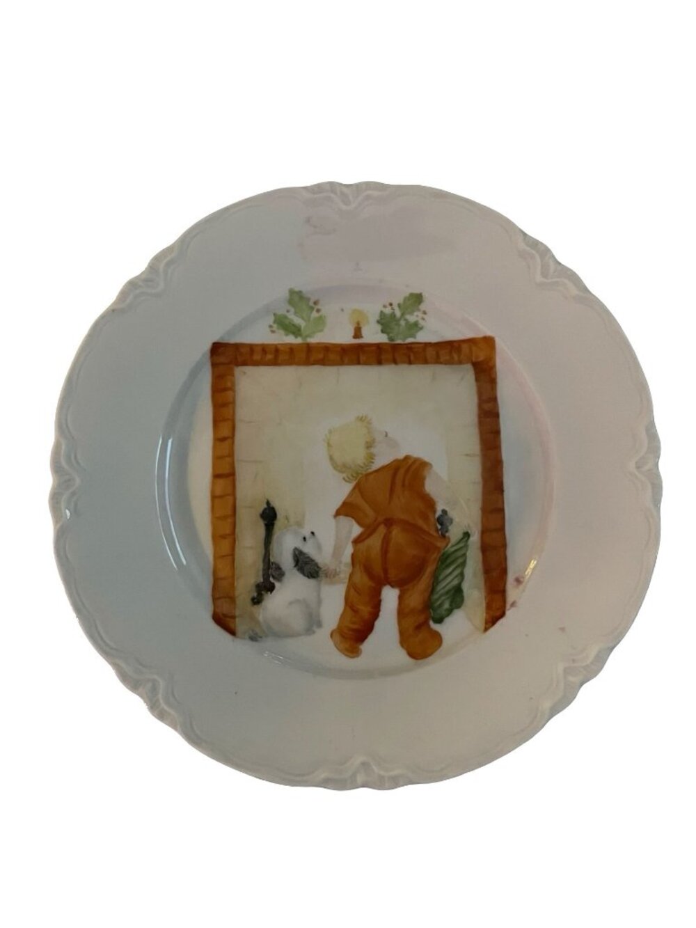 Vintage Hutschenreuther Selb Bavaria Plate Child Looking Up Chimney Santa Scene